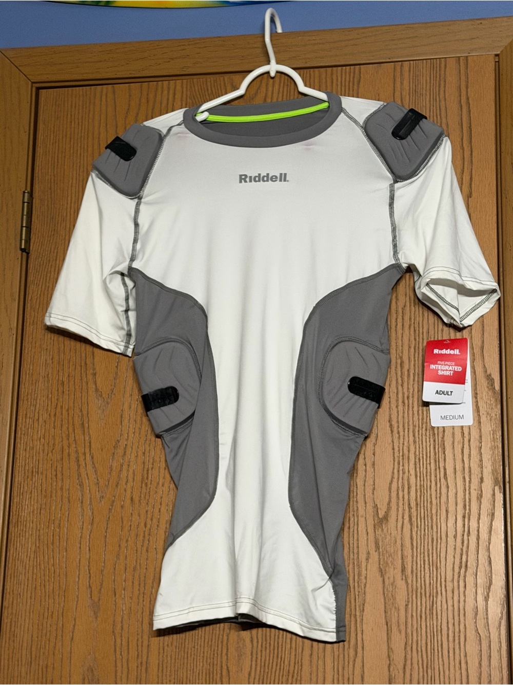 Riddell Adult Integrated Football Padding Shirt - White & Gray Medium-Men